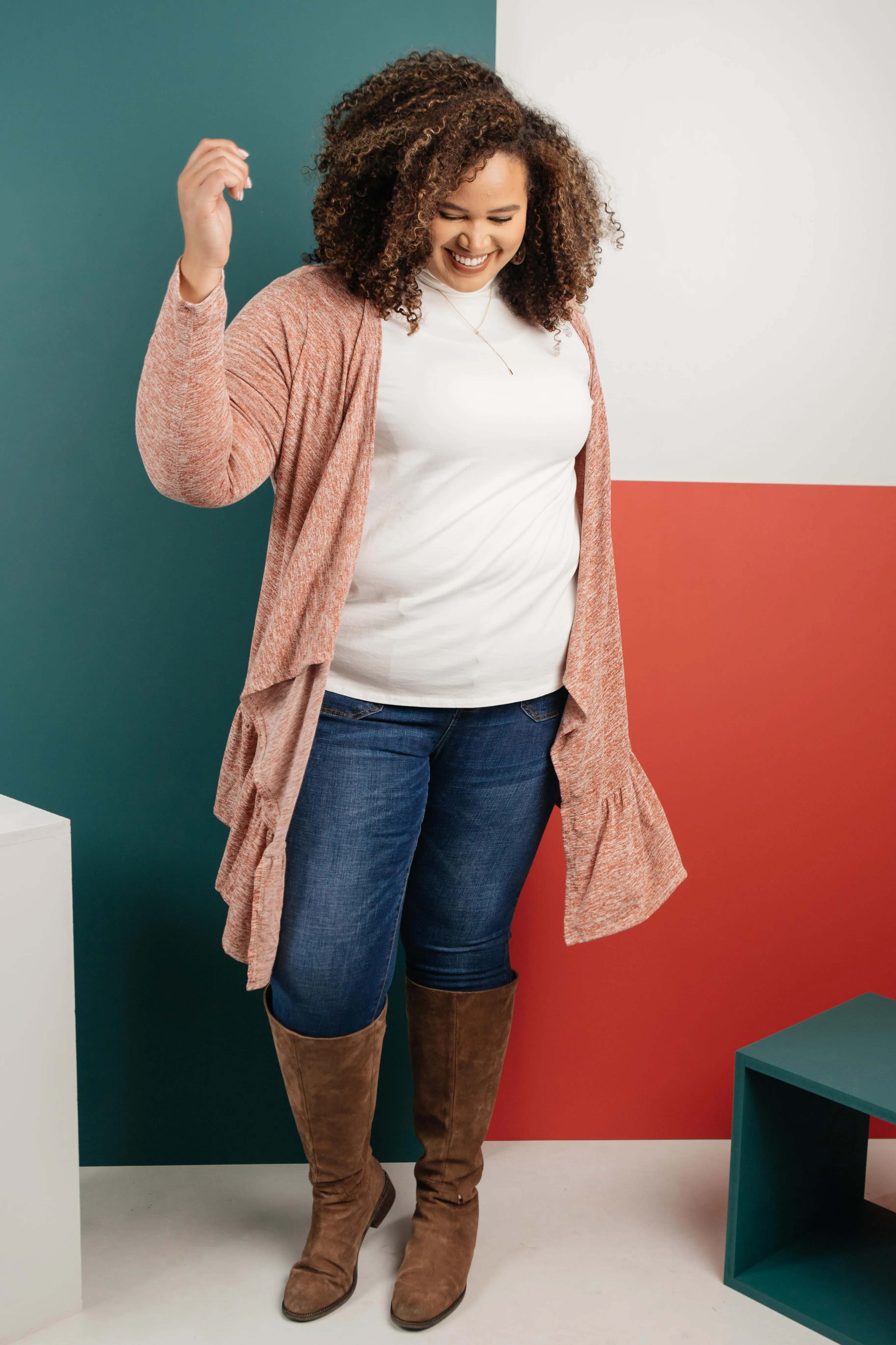 *Size S: The Avalynn Heathered Cardigan in Crimson