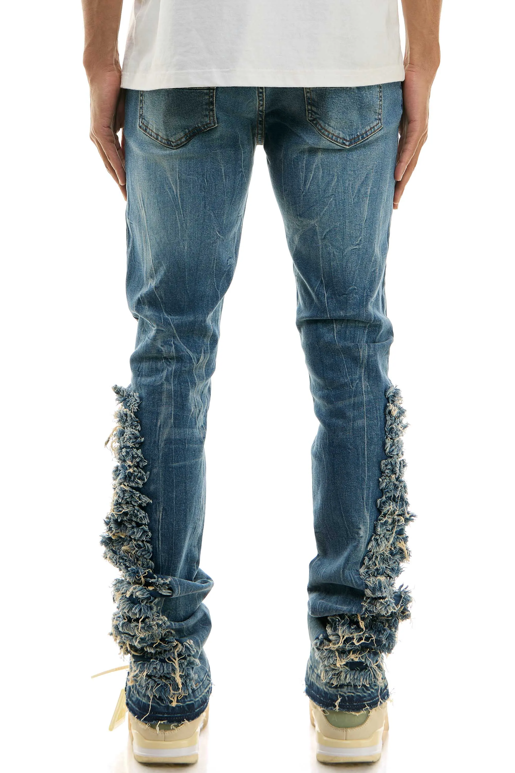 Skinny Men's Stacked Jeans in Stretch Washed Denim