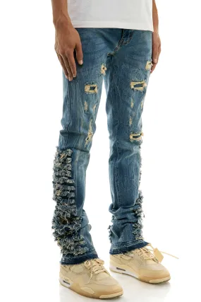 Skinny Men's Stacked Jeans in Stretch Washed Denim