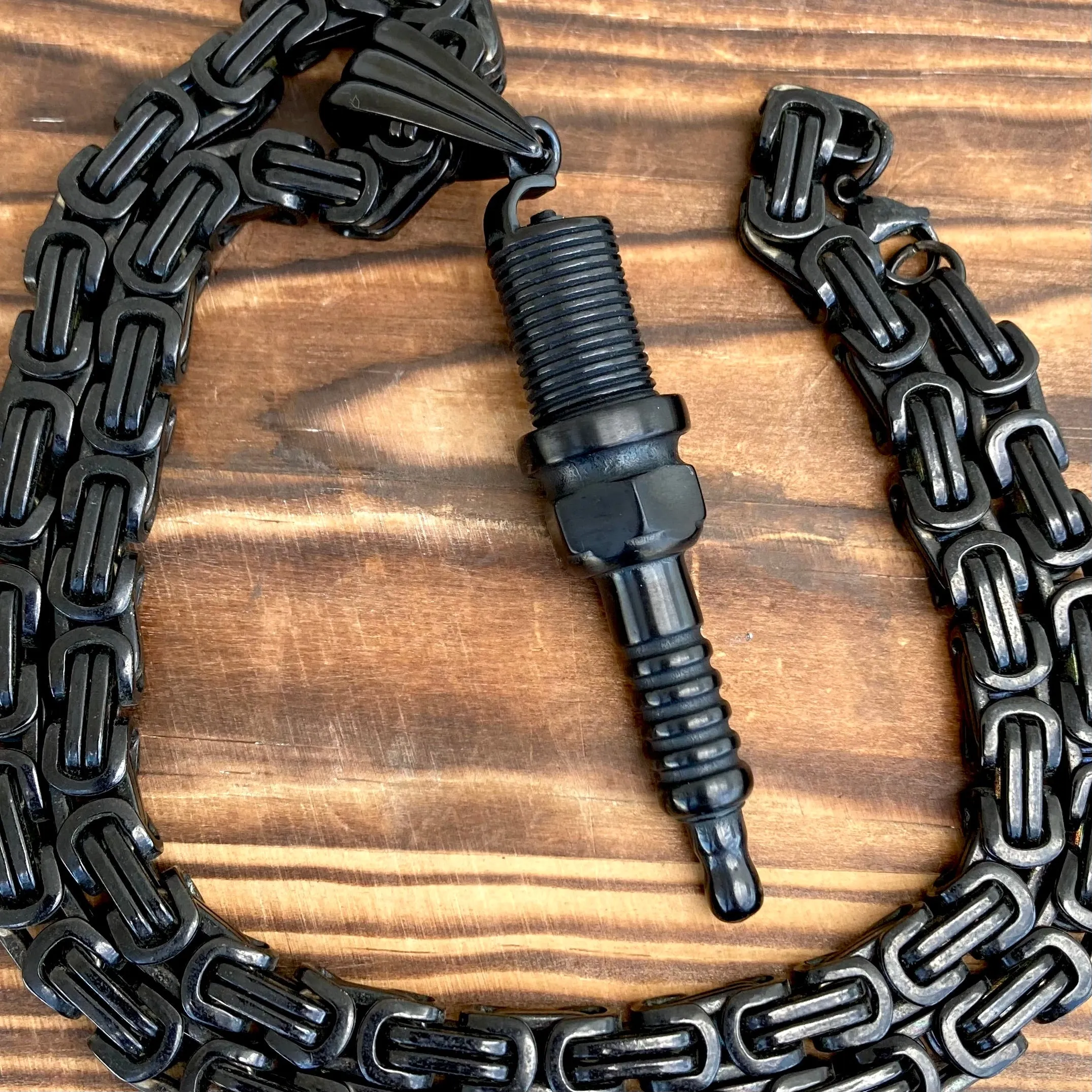 Spark Plug - Black -  Pendant - Necklace - (315)