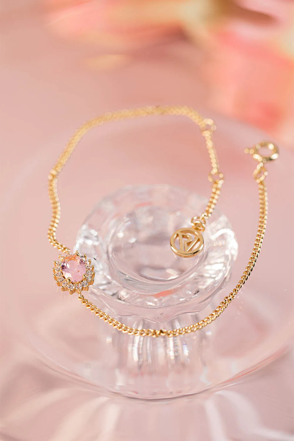 Sparkle Bracelet Pink 14K Gold Plated