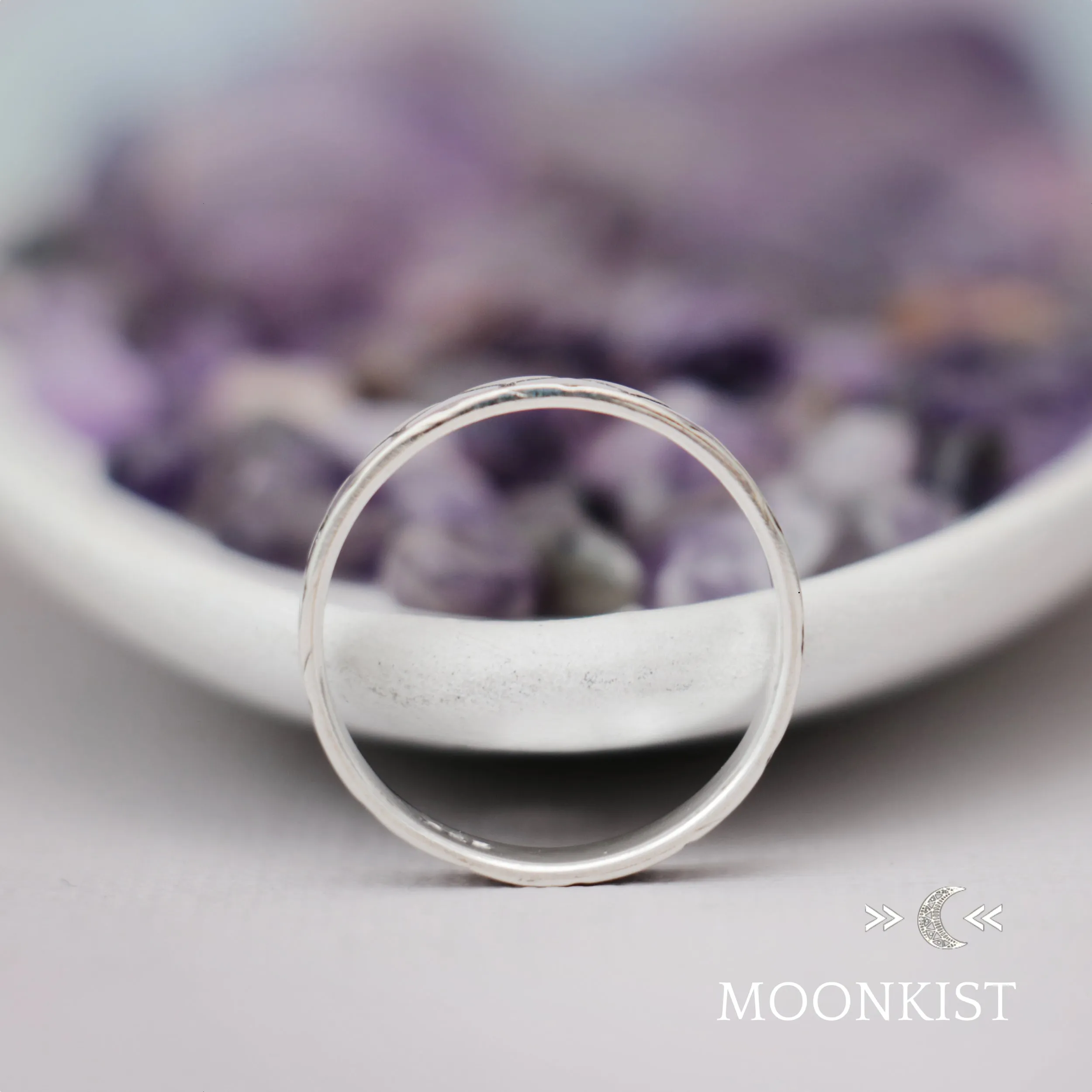 Sterling Silver Narrow Hexagon Wedding Ring  | Moonkist Designs