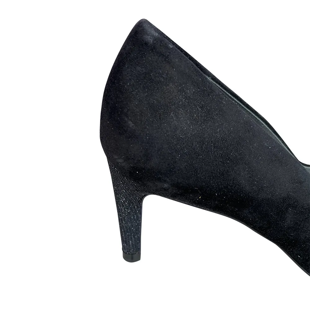 Tangi-Black Sued Sparkle Heel