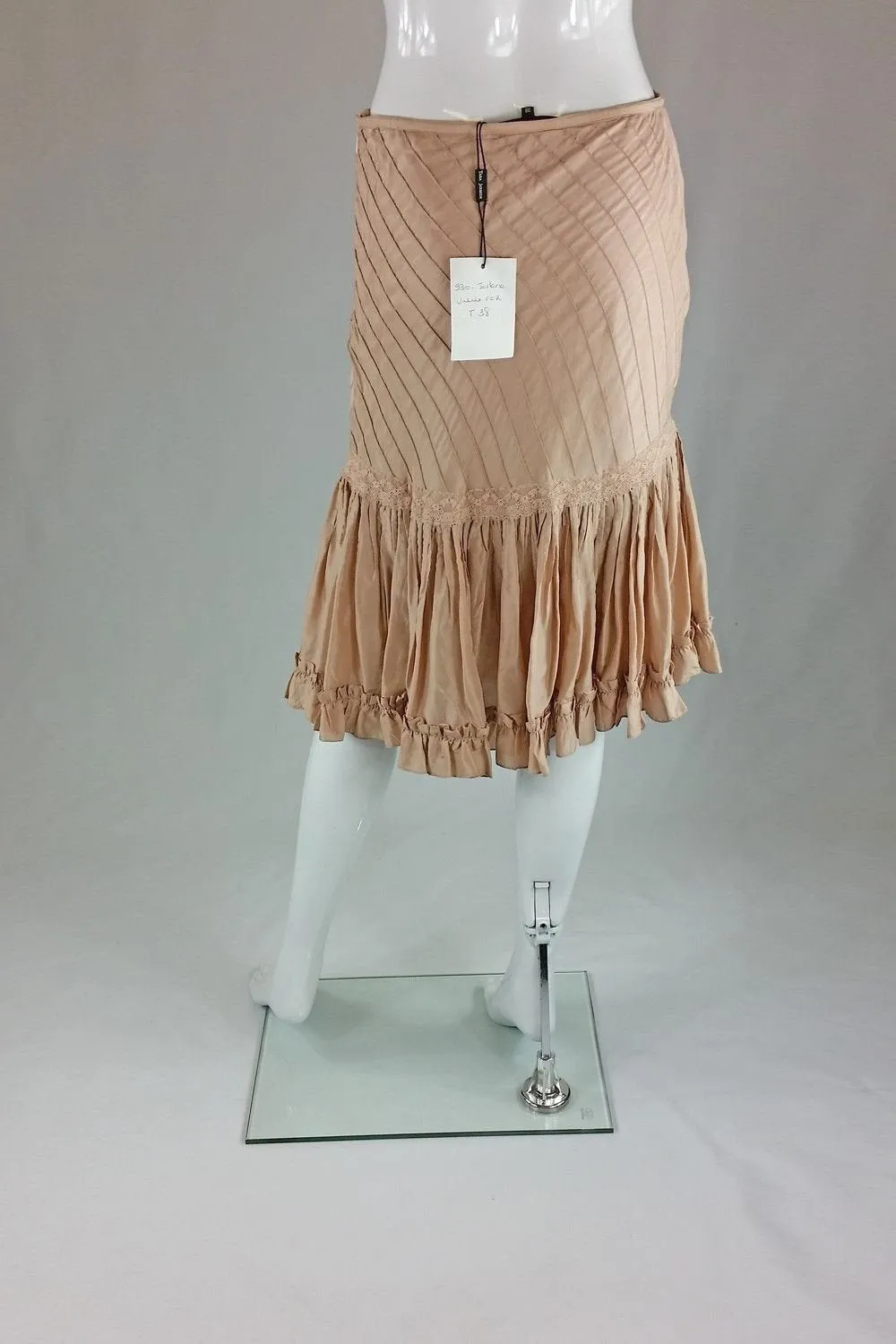 TARA JARMON Vieux Rose Boho Style Ruffle Trim Satin Skirt (UK 8 )