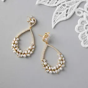 Teardrop Hoop Cluster Bridal Earrings