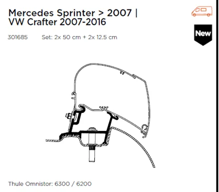 Thule Omnistor Mercedes Sprinter | Vw Crafter Awning Adapter 301685