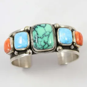 Turquoise and Spiny Oyster Shell Cuff