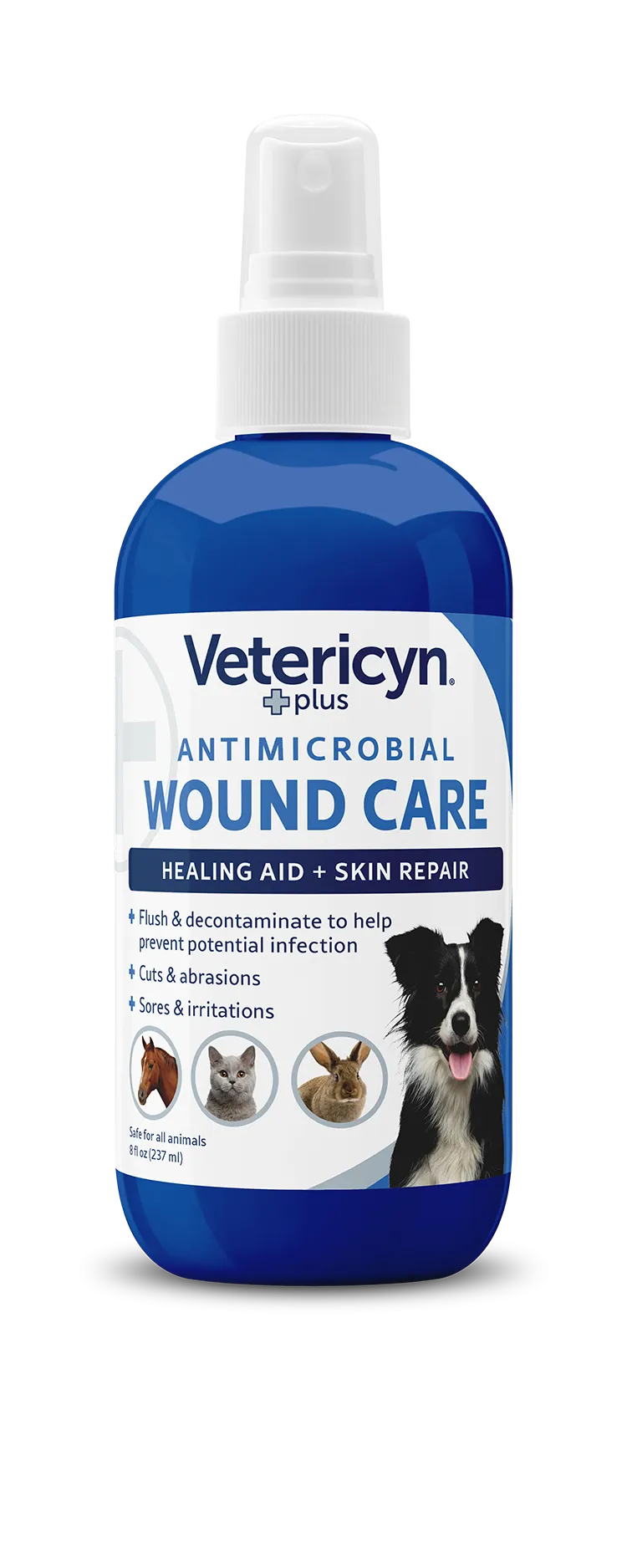 Vetericyn Plus Antimicrobial All Animal Wound Care Spray, 8-ounce