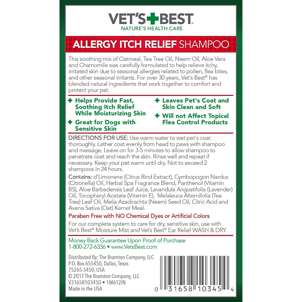 Vet's Best Allergy Itch Relief Shampoo 16oz