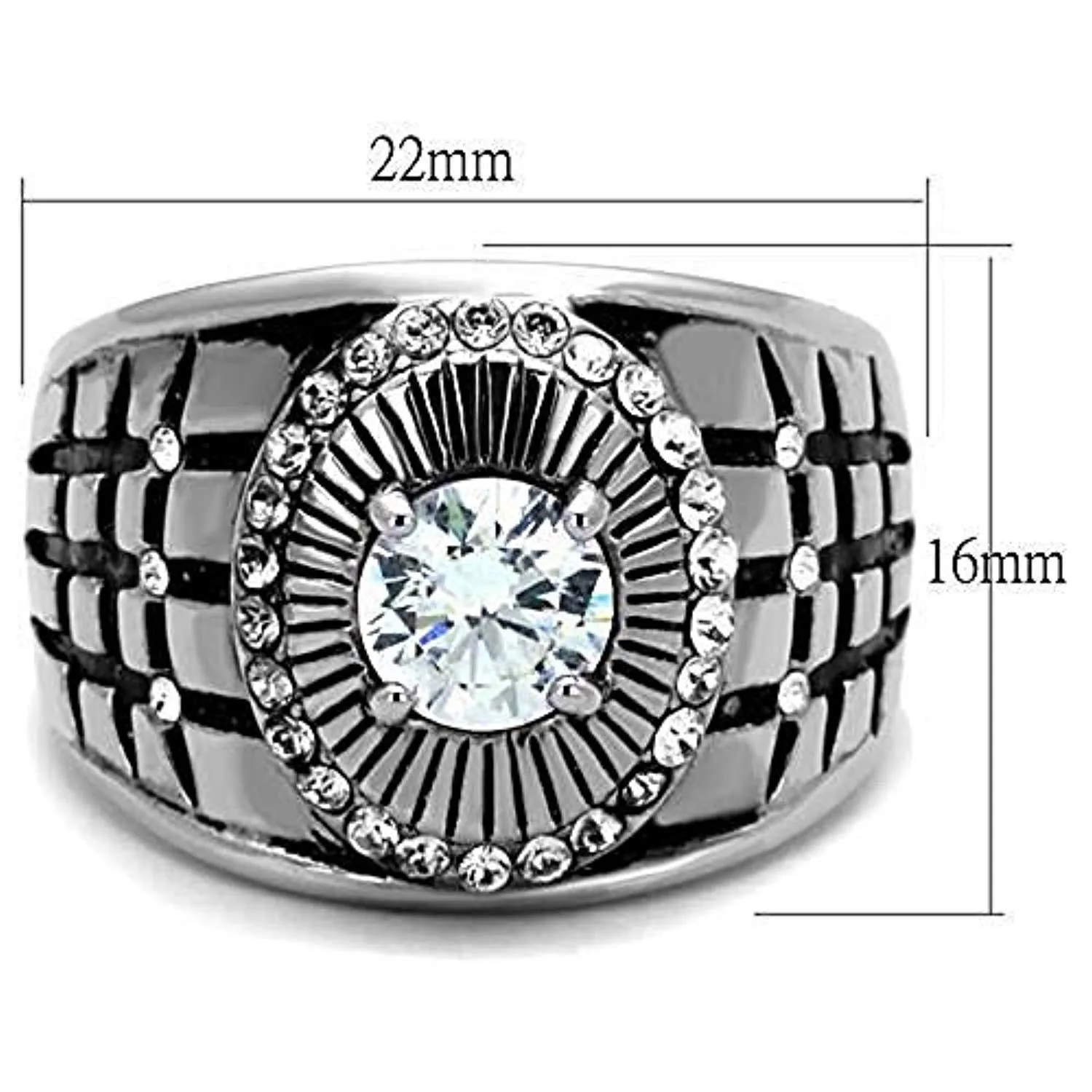 WildKlass Stainless Steel Ring High Polished (no Plating) Men AAA Grade CZ Clear