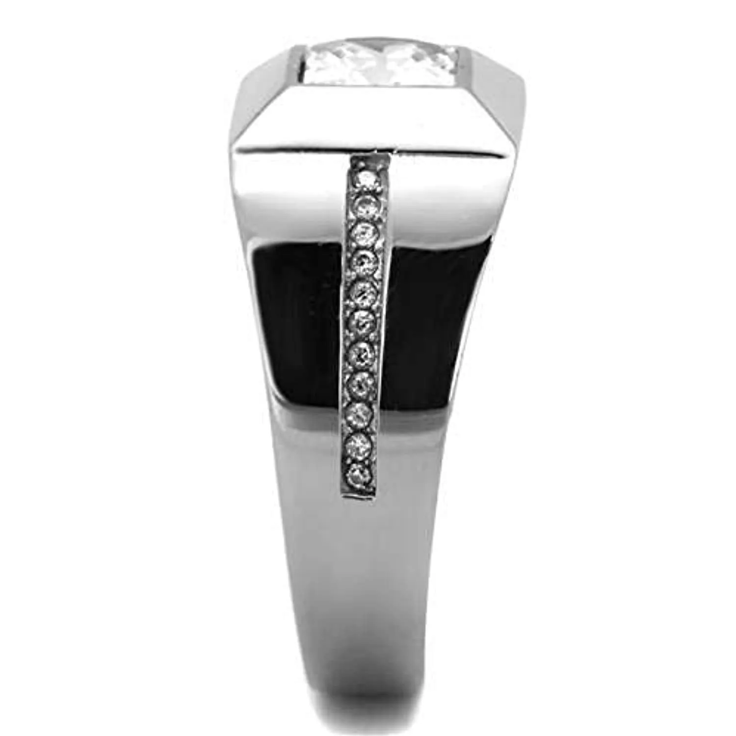 WildKlass Stainless Steel Ring High Polished (no Plating) Men AAA Grade CZ Clear