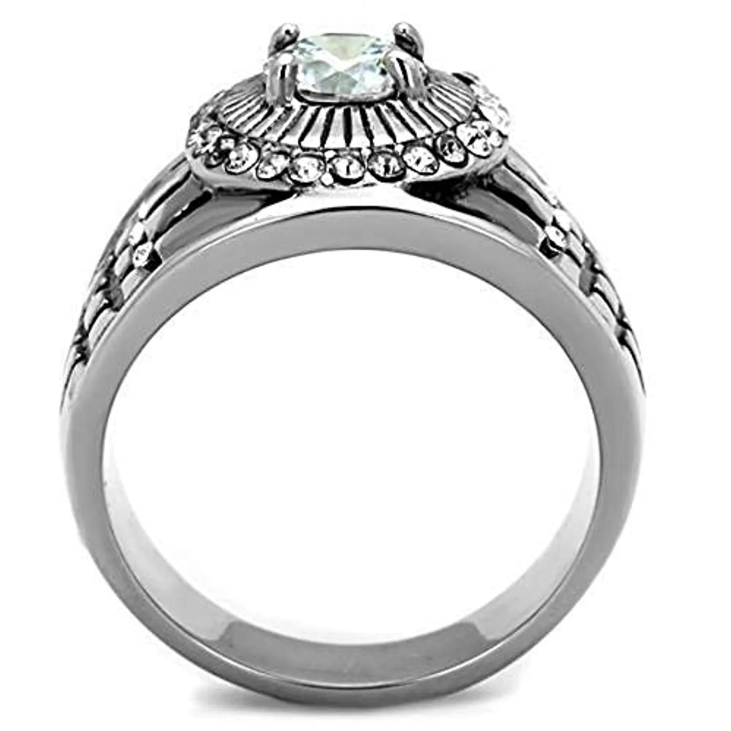 WildKlass Stainless Steel Ring High Polished (no Plating) Men AAA Grade CZ Clear