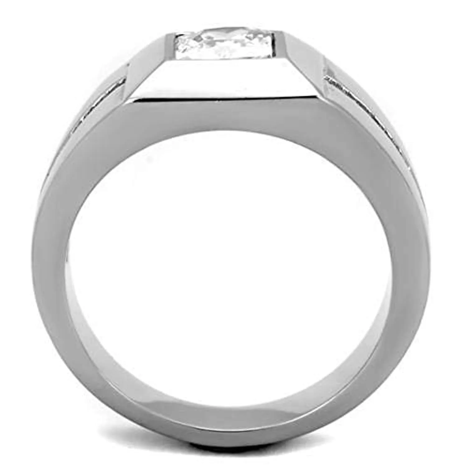 WildKlass Stainless Steel Ring High Polished (no Plating) Men AAA Grade CZ Clear