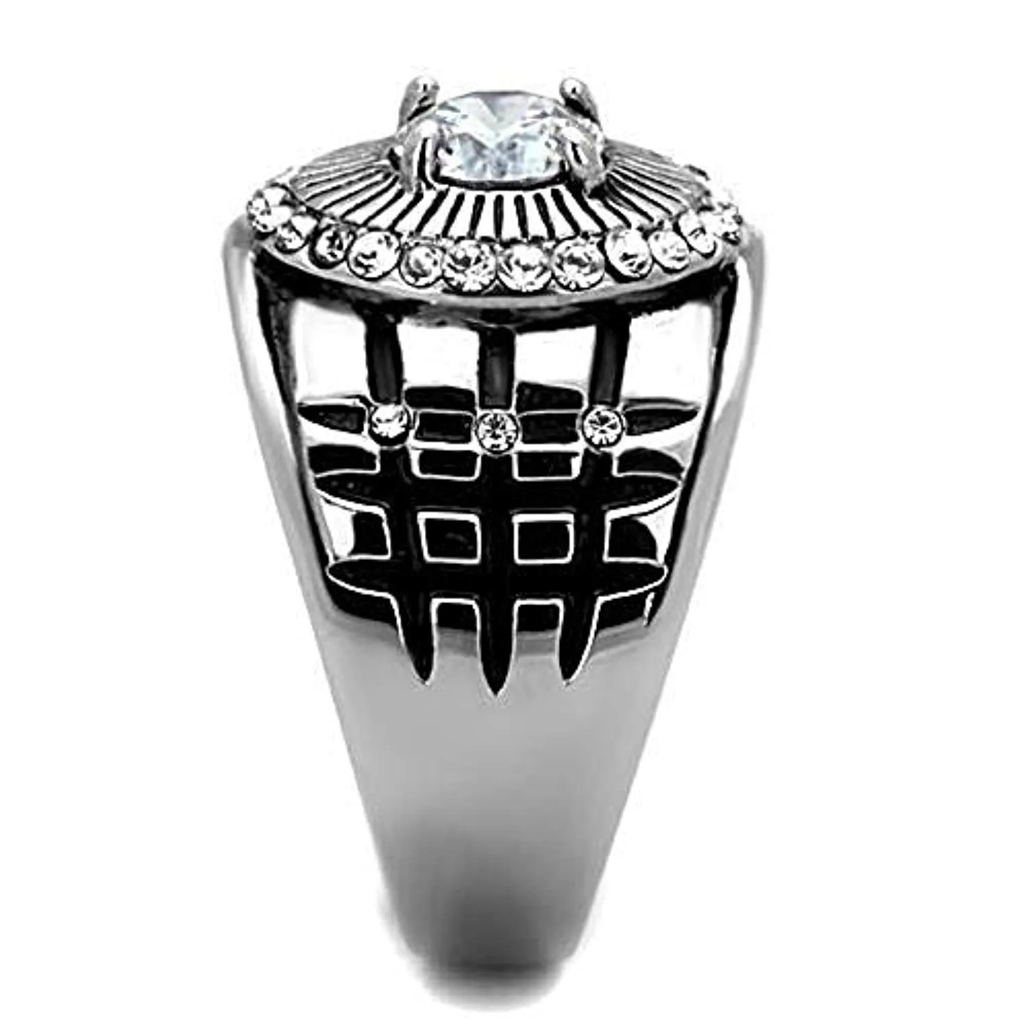 WildKlass Stainless Steel Ring High Polished (no Plating) Men AAA Grade CZ Clear