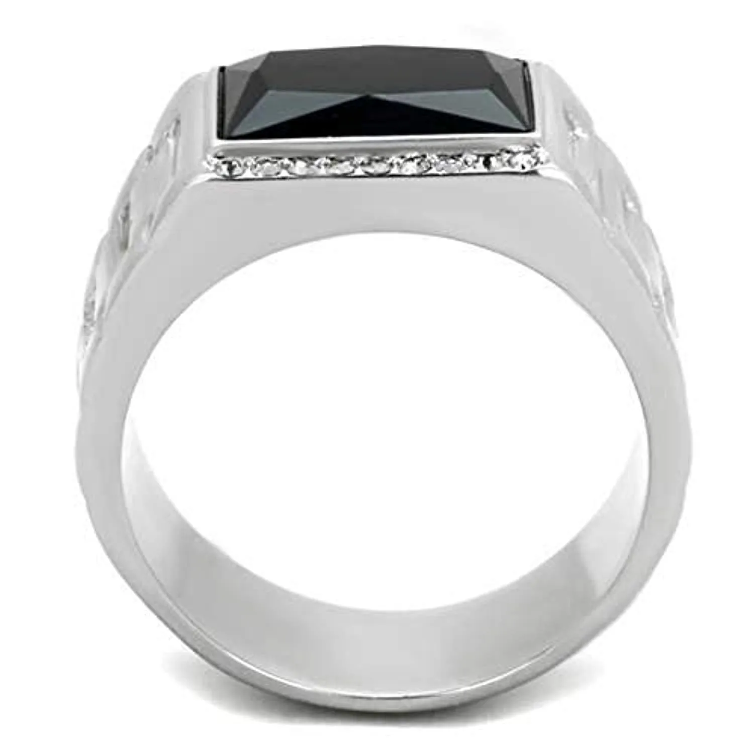 WildKlass Stainless Steel Ring High Polished (no Plating) Men Synthetic Jet