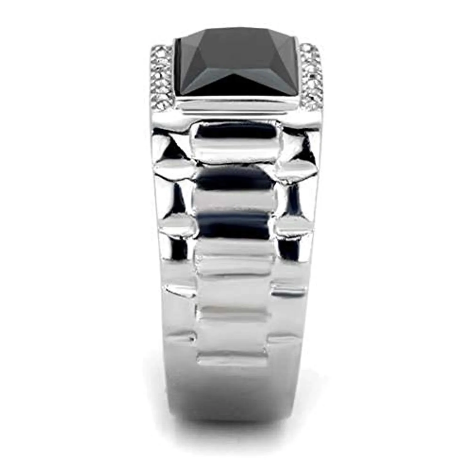 WildKlass Stainless Steel Ring High Polished (no Plating) Men Synthetic Jet