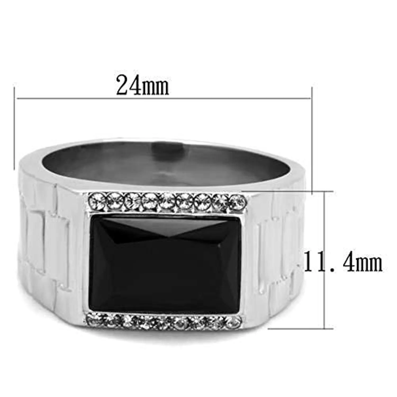 WildKlass Stainless Steel Ring High Polished (no Plating) Men Synthetic Jet