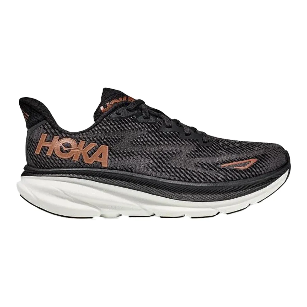 Women's Hoka One One Clifton 9, Black/Copper, 9 B Medium