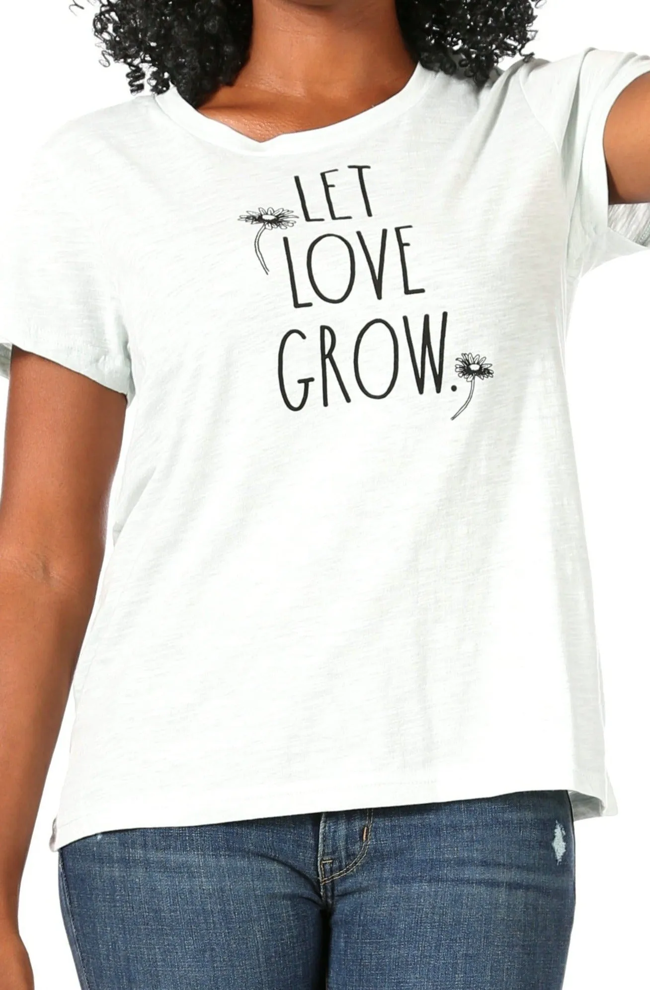 Women's "LET LOVE GROW" Short Sleeve Sage Classic Slub T-Shirt